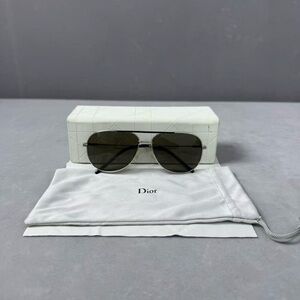 🚩steal Authentic Dior Silver Aviator Sunglasses with Dark Lenses